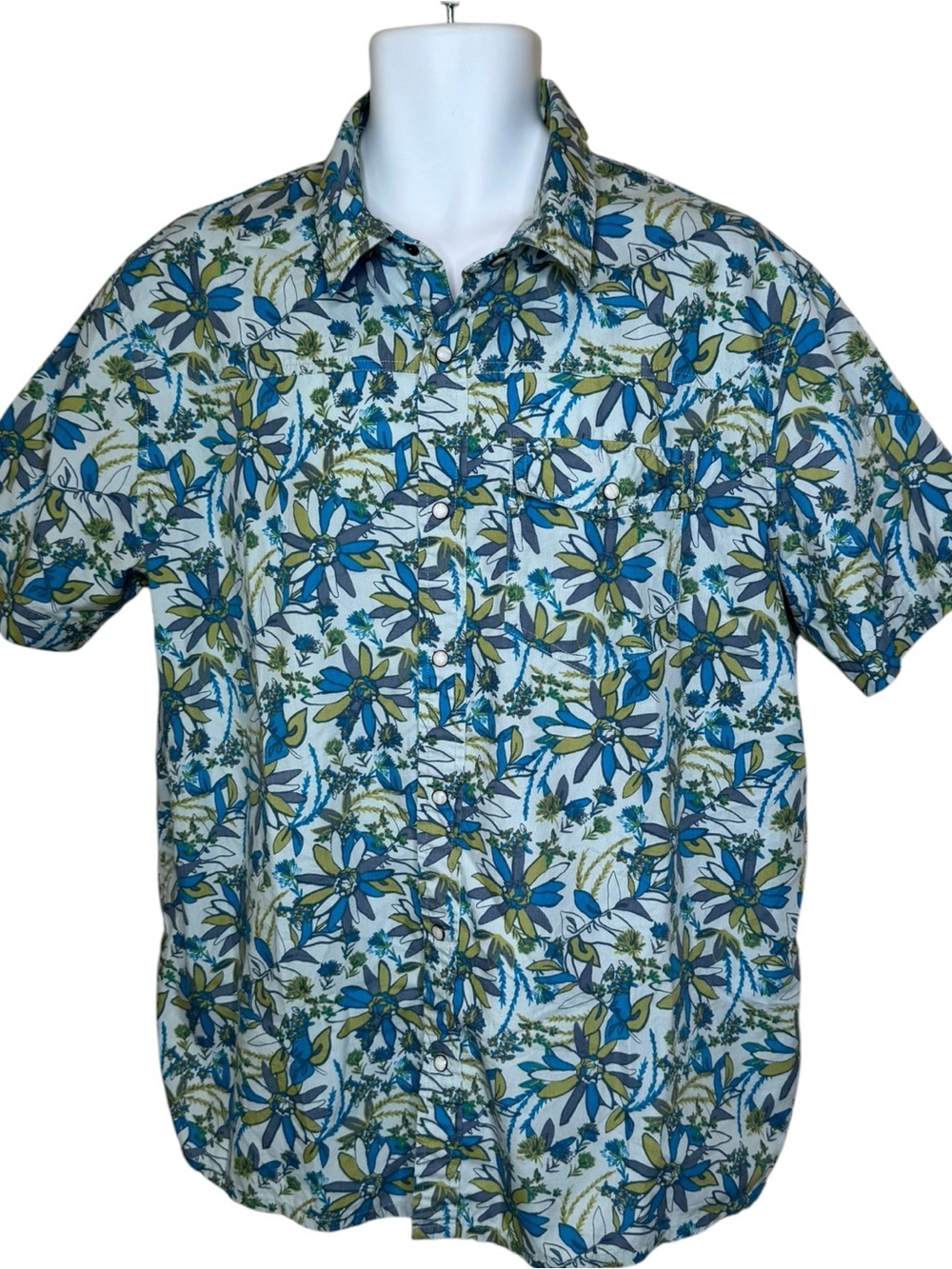 Stio Men’s Snap-Button Shirt XL Casual Short Sleeve Floral Botanical Print